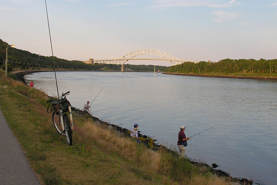 The Cape Cod Canal offers fantastic saltwater fishing opportunities from shore.