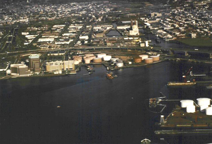 Aerial view of New Haven Harbor, New Haven, Connecticut.